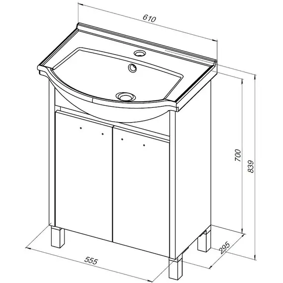 ТУМБА ПОД РАКОВИНУ AQUANET ДОННА 60 БЕЛЫЙ ГЛЯНЕЦ