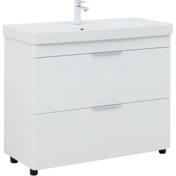 ТУМБА ПОД РАКОВИНУ AQUANET ИРИС NEW 100 НАПОЛЬНАЯ, БЕЛЫЙ ГЛЯНЕЦ