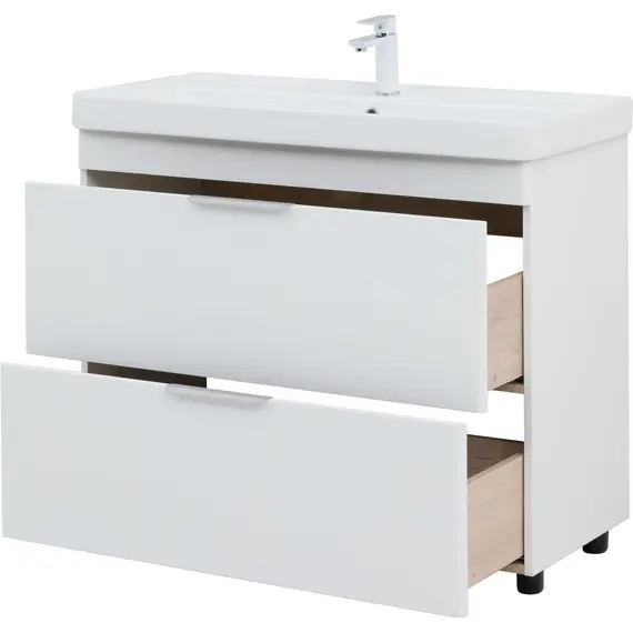 ТУМБА ПОД РАКОВИНУ AQUANET ИРИС NEW 100 НАПОЛЬНАЯ, БЕЛЫЙ ГЛЯНЕЦ