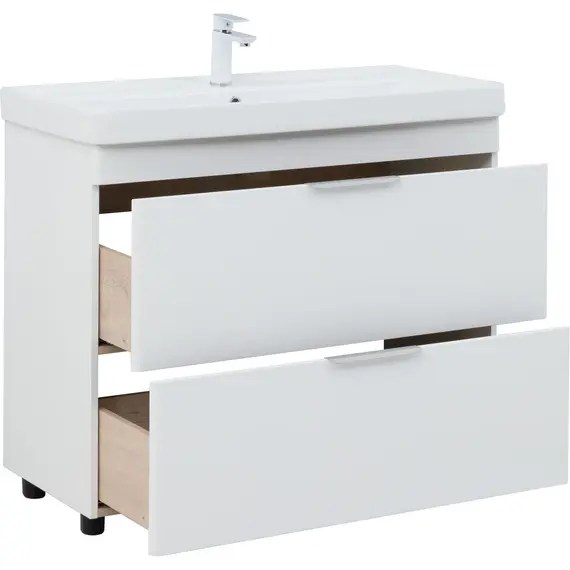 ТУМБА ПОД РАКОВИНУ AQUANET ИРИС NEW 100 НАПОЛЬНАЯ, БЕЛЫЙ ГЛЯНЕЦ