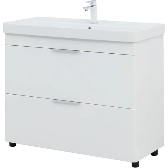 ТУМБА ПОД РАКОВИНУ AQUANET ИРИС NEW 100 НАПОЛЬНАЯ, БЕЛЫЙ ГЛЯНЕЦ