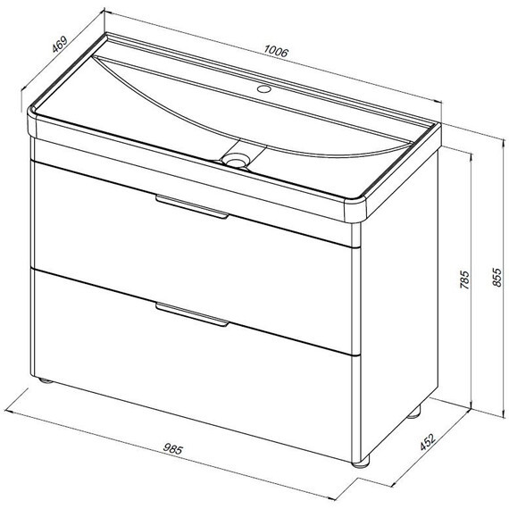 ТУМБА ПОД РАКОВИНУ AQUANET ИРИС NEW 100 НАПОЛЬНАЯ, БЕЛЫЙ ГЛЯНЕЦ