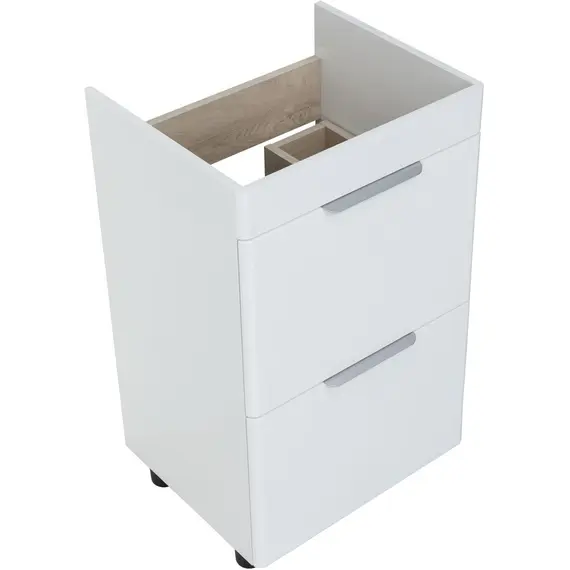 ТУМБА ПОД РАКОВИНУ AQUANET ИРИС NEW 50 БЕЛЫЙ ГЛЯНЕЦ (2 ЯЩИКА, НОЖКИ)