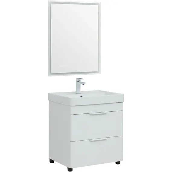 ТУМБА ПОД РАКОВИНУ AQUANET ИРИС NEW 60 БЕЛЫЙ ГЛЯНЕЦ (2 ЯЩИКА, НОЖКИ)