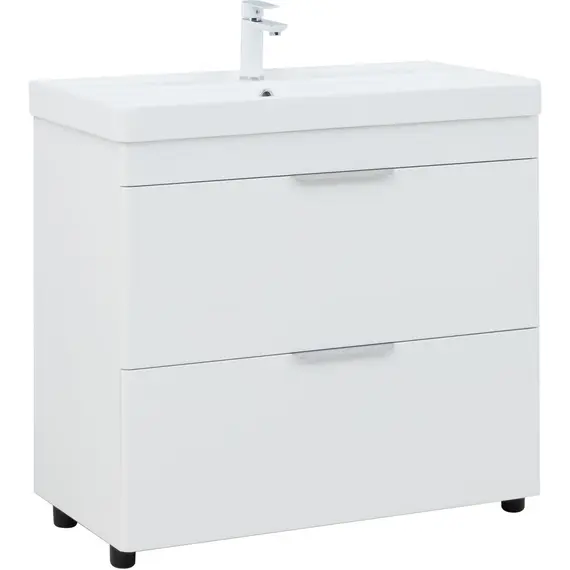 ТУМБА ПОД РАКОВИНУ AQUANET ИРИС NEW 90 НАПОЛЬНАЯ, БЕЛЫЙ ГЛЯНЕЦ