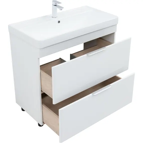 ТУМБА ПОД РАКОВИНУ AQUANET ИРИС NEW 90 НАПОЛЬНАЯ, БЕЛЫЙ ГЛЯНЕЦ