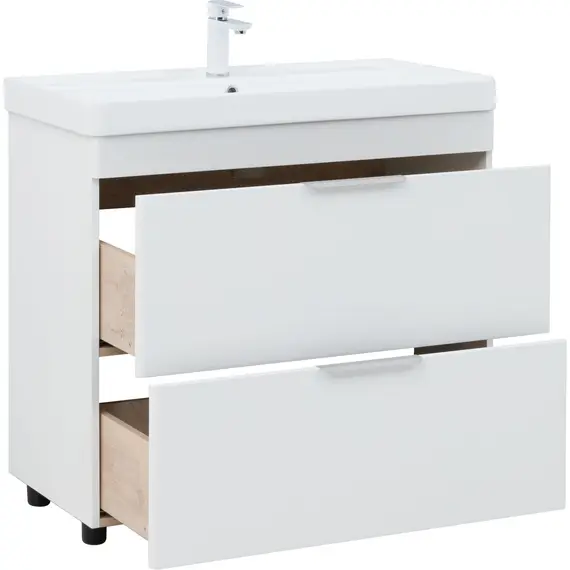 ТУМБА ПОД РАКОВИНУ AQUANET ИРИС NEW 90 НАПОЛЬНАЯ, БЕЛЫЙ ГЛЯНЕЦ