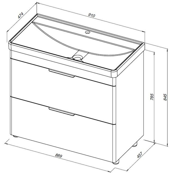 ТУМБА ПОД РАКОВИНУ AQUANET ИРИС NEW 90 НАПОЛЬНАЯ, БЕЛЫЙ ГЛЯНЕЦ