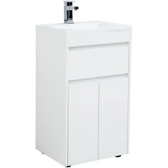 ТУМБА ПОД РАКОВИНУ AQUANET ТОКИО 48 БЕЛЫЙ (НАПОЛЬНАЯ, 1 ЯЩИК, 2 ДВЕРЦЫ)