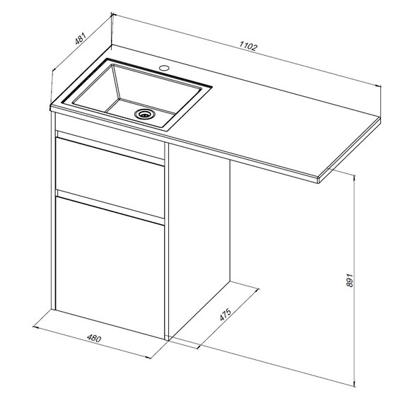 ТУМБА ПОД РАКОВИНУ AQUANET ТОКИО 48 ДУБ ВЕЛЛИНГТОН (НАПОЛЬНАЯ 2 ЯЩИКА)
