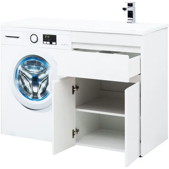 ТУМБА ПОД РАКОВИНУ AQUANET ТОКИО 58 БЕЛЫЙ (НАПОЛЬНАЯ, 1 ЯЩИК, 2 ДВЕРЦЫ)