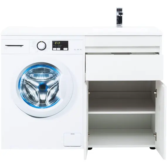 ТУМБА ПОД РАКОВИНУ AQUANET ТОКИО 58 БЕЛЫЙ (НАПОЛЬНАЯ, 1 ЯЩИК, 2 ДВЕРЦЫ)