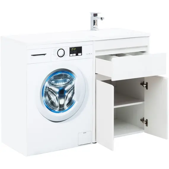 ТУМБА ПОД РАКОВИНУ AQUANET ТОКИО 58 БЕЛЫЙ (НАПОЛЬНАЯ, 1 ЯЩИК, 2 ДВЕРЦЫ)