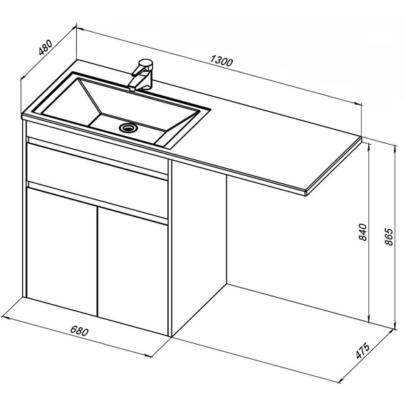 ТУМБА ПОД РАКОВИНУ AQUANET ТОКИО 68 БЕЛЫЙ (НАПОЛЬНАЯ, 1 ЯЩИК, 2 ДВЕРЦЫ)