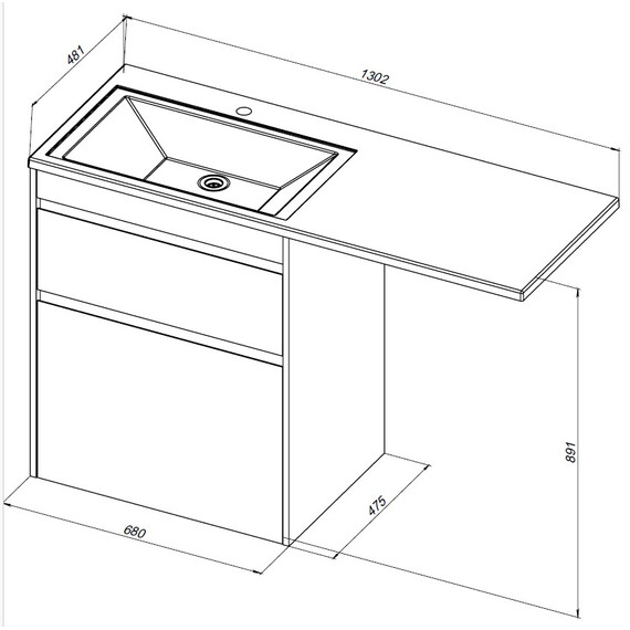 ТУМБА ПОД РАКОВИНУ AQUANET ТОКИО 68 ДУБ ВЕЛЛИНГТОН (НАПОЛЬНАЯ 2 ЯЩИКА)