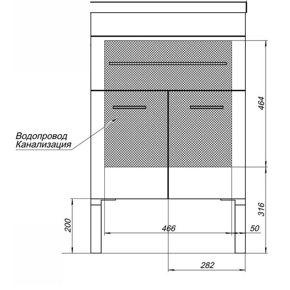 ТУМБА ПОД РАКОВИНУ AQUANET ВЕРОНА 60 БЕЛЫЙ (НАПОЛЬНАЯ 1 ЯЩИК 2 ДВЕРЦЫ)