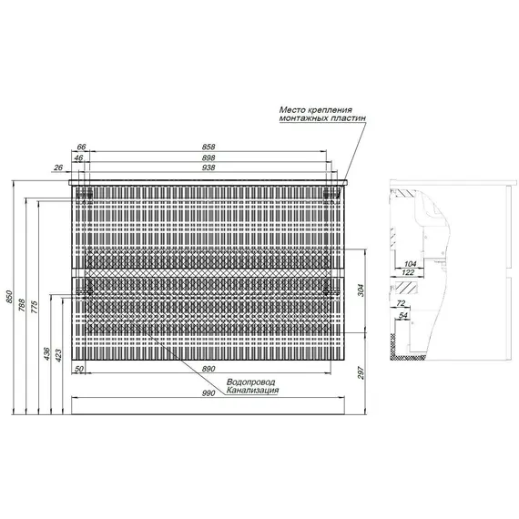 ТУМБА ПОД РАКОВИНУ AQUANET ДЖЕЙН 100 БЕЛЫЙ МАТОВЫЙ