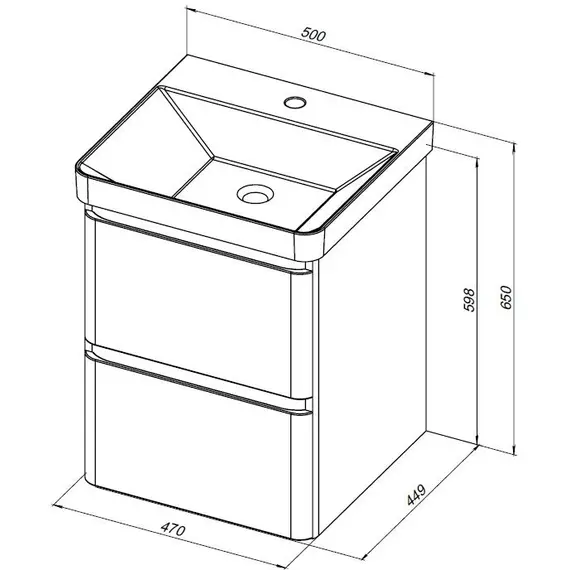 ТУМБА ПОД РАКОВИНУ AQUANET ЭМБЕР 50 БЕЛЫЙ МАТОВЫЙ