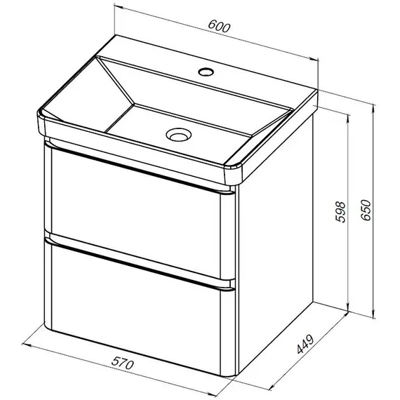 ТУМБА ПОД РАКОВИНУ AQUANET ЭМБЕР 60 ЧЕРНЫЙ МАТОВЫЙ