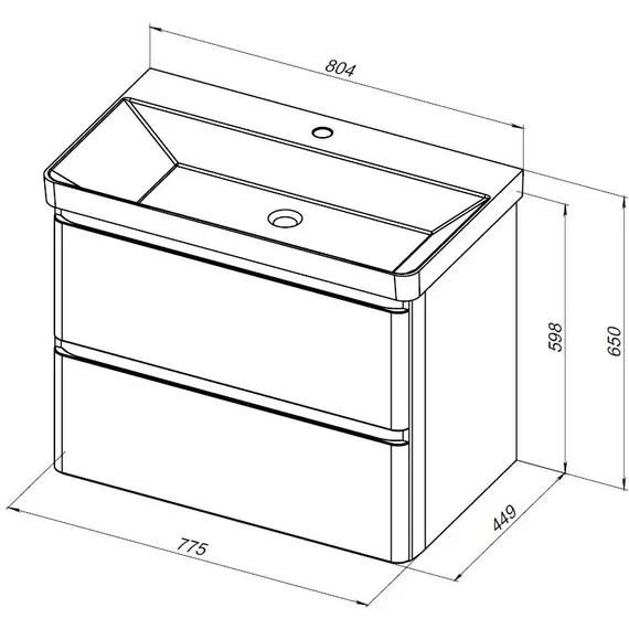 ТУМБА ПОД РАКОВИНУ AQUANET ЭМБЕР 80 БЕЛЫЙ МАТОВЫЙ