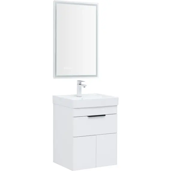 ТУМБА ПОД РАКОВИНУ AQUANET ИРИС NEW 50 БЕЛЫЙ ГЛЯНЕЦ (1 ЯЩИК, 2 ДВЕРЦЫ)