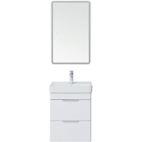 ТУМБА ПОД РАКОВИНУ AQUANET ИРИС NEW 50 БЕЛЫЙ ГЛЯНЕЦ (2 ЯЩИКА)