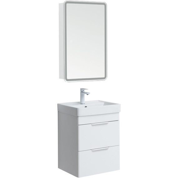 ТУМБА ПОД РАКОВИНУ AQUANET ИРИС NEW 50 БЕЛЫЙ ГЛЯНЕЦ (2 ЯЩИКА)