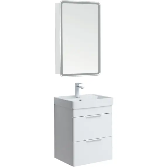 ТУМБА ПОД РАКОВИНУ AQUANET ИРИС NEW 50 БЕЛЫЙ ГЛЯНЕЦ (2 ЯЩИКА)