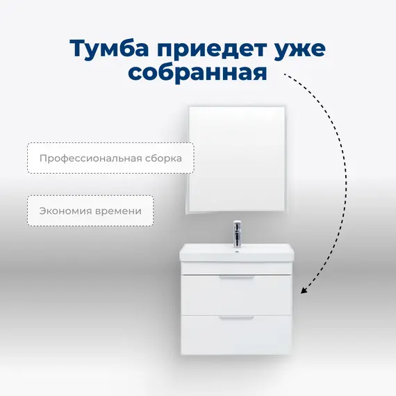 ТУМБА ПОД РАКОВИНУ AQUANET ИРИС NEW 50 БЕЛЫЙ ГЛЯНЕЦ (2 ЯЩИКА)