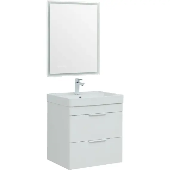 ТУМБА ПОД РАКОВИНУ AQUANET ИРИС NEW 60 БЕЛЫЙ ГЛЯНЕЦ (2 ЯЩИКА)