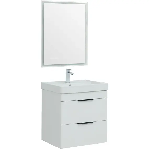 ТУМБА ПОД РАКОВИНУ AQUANET ИРИС NEW 60 БЕЛЫЙ ГЛЯНЕЦ (2 ЯЩИКА)