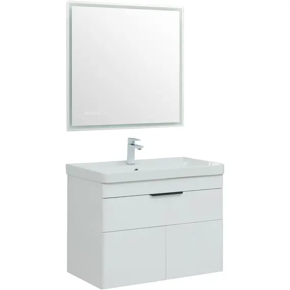 ТУМБА ПОД РАКОВИНУ AQUANET ИРИС NEW 80 БЕЛЫЙ ГЛЯНЕЦ (1 ЯЩИК, 2 ДВЕРЦЫ)