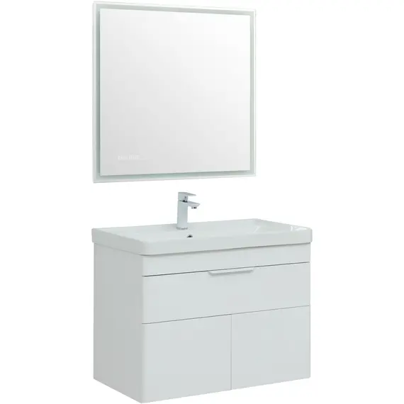 ТУМБА ПОД РАКОВИНУ AQUANET ИРИС NEW 80 БЕЛЫЙ ГЛЯНЕЦ (1 ЯЩИК, 2 ДВЕРЦЫ)