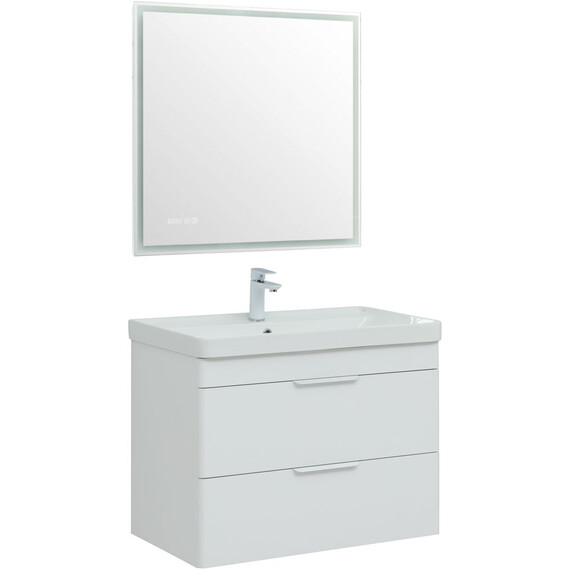 ТУМБА ПОД РАКОВИНУ AQUANET ИРИС NEW 80 БЕЛЫЙ ГЛЯНЕЦ (2 ЯЩИКА)