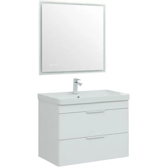 ТУМБА ПОД РАКОВИНУ AQUANET ИРИС NEW 80 БЕЛЫЙ ГЛЯНЕЦ (2 ЯЩИКА)