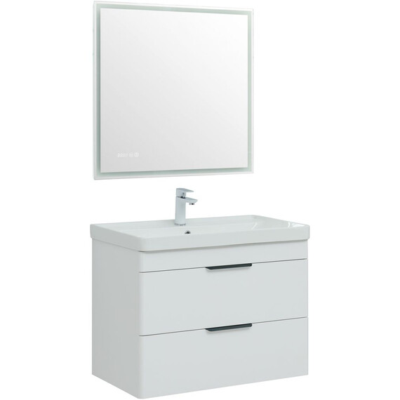 ТУМБА ПОД РАКОВИНУ AQUANET ИРИС NEW 80 БЕЛЫЙ ГЛЯНЕЦ (2 ЯЩИКА)