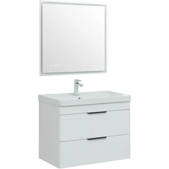 ТУМБА ПОД РАКОВИНУ AQUANET ИРИС NEW 80 БЕЛЫЙ ГЛЯНЕЦ (2 ЯЩИКА)