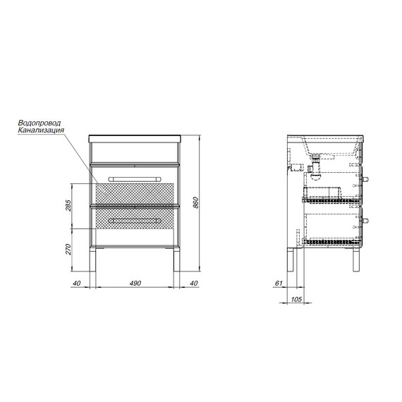 ТУМБА ПОД РАКОВИНУ AQUANET ЛУККА 60 БЕЛЫЙ