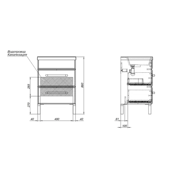 ТУМБА ПОД РАКОВИНУ AQUANET ЛУККА 60 БЕЛЫЙ