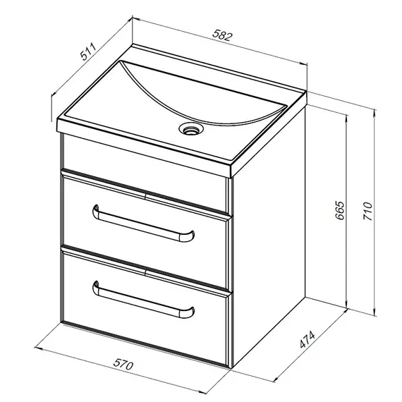 ТУМБА ПОД РАКОВИНУ AQUANET ЛУККА 60 БЕЛЫЙ