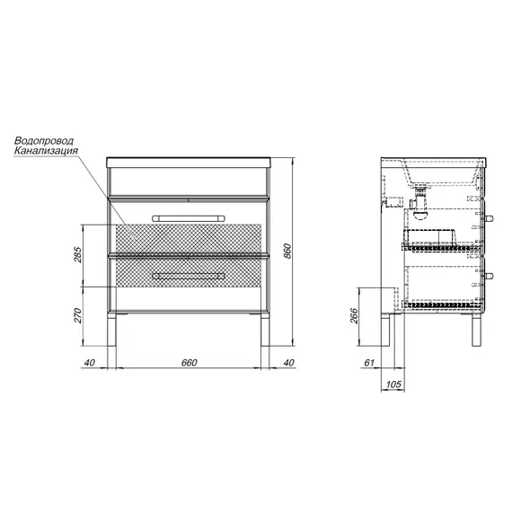 ТУМБА ПОД РАКОВИНУ AQUANET ЛУККА 75 БЕЛЫЙ