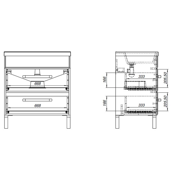 ТУМБА ПОД РАКОВИНУ AQUANET ЛУККА 75 БЕЛЫЙ