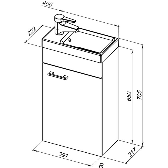 ТУМБА ПОД РАКОВИНУ AQUANET НОТА 40 L (MODUO) БЕЛЫЙ