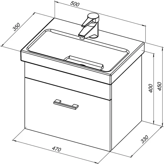 ТУМБА ПОД РАКОВИНУ AQUANET НОТА 50 (MODUO SLIM) БЕЛЫЙ
