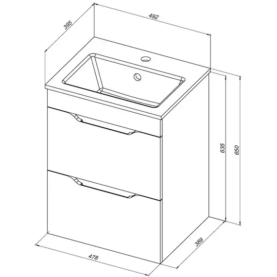 ТУМБА ПОД РАКОВИНУ AQUANET ПРАКТИКА 50 МАРЕНГО (2 ЯЩИКА)