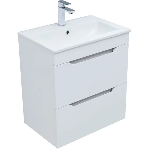 ТУМБА ПОД РАКОВИНУ AQUANET ПРАКТИКА 60 БЕЛЫЙ МАТОВЫЙ (2 ЯЩИКА)