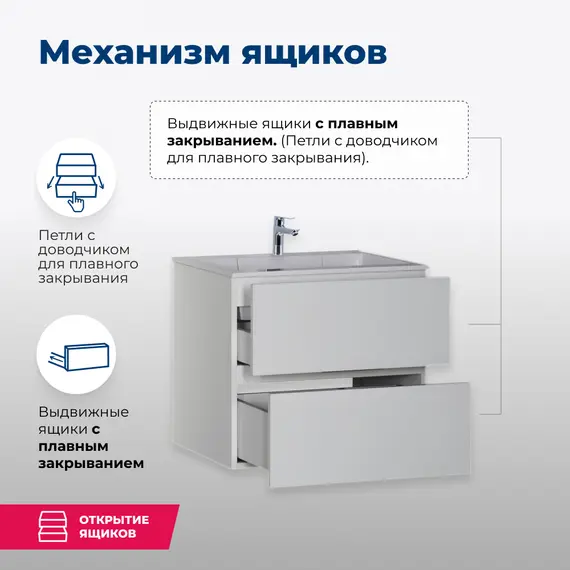 ТУМБА ПОД РАКОВИНУ AQUANET АЛВИТА 60 БЕЛЫЙ