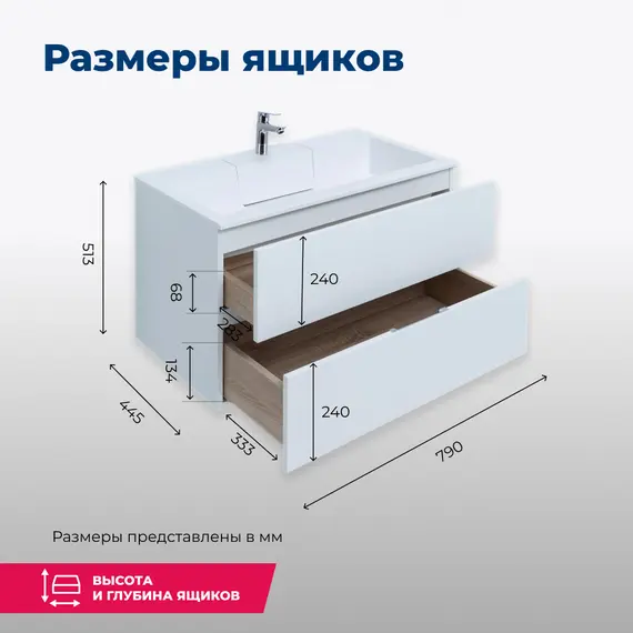 ТУМБА ПОД РАКОВИНУ AQUANET АЛВИТА 80 БЕЛЫЙ