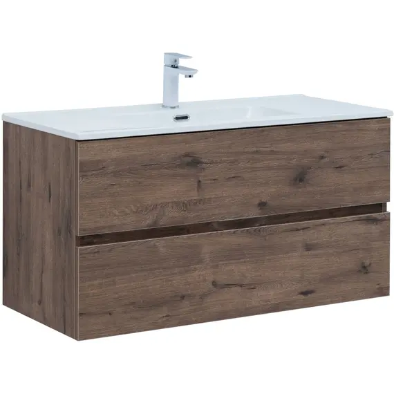 ТУМБА ПОД РАКОВИНУ AQUANET АЛВИТА NEW 100 2 ЯЩИКА, ДУБ ВЕЛЛИНГТОН ТАБАК