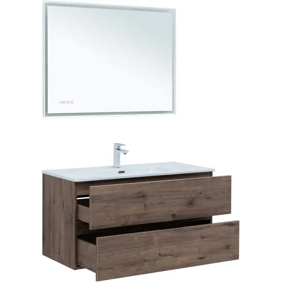 ТУМБА ПОД РАКОВИНУ AQUANET АЛВИТА NEW 100 2 ЯЩИКА, ДУБ ВЕЛЛИНГТОН ТАБАК